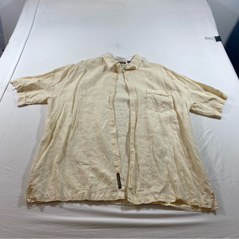 Cubavera Shirt linen Men button down short sleeve Light Tan Summer Beach Natural - Picture 15 of 15